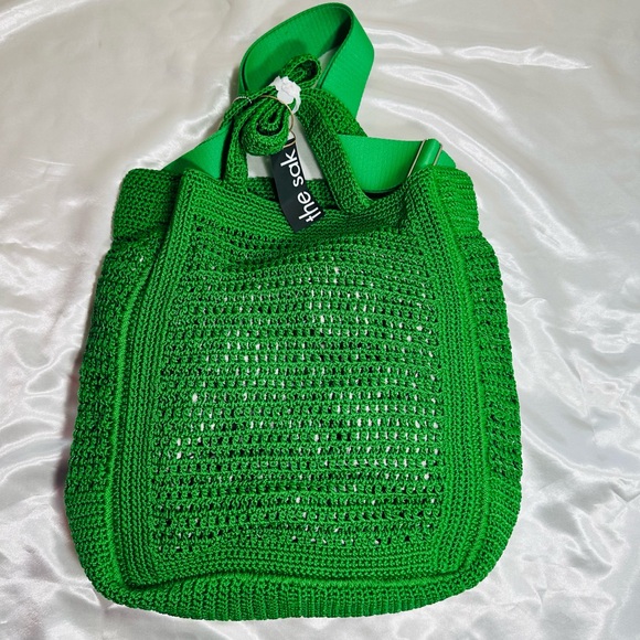 The Sak $99 Belle Large Crochet Handbag Green Lanie Market Tote Purse ST Patrick - Picture 9 of 9